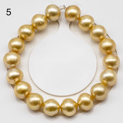 11-12mm 7-8 Inch Golden South Sea Pearl Short Strand with Minor Blemishes, Near Round and Natural Color Pearls for Jewelry Making, SKU # 3225GS