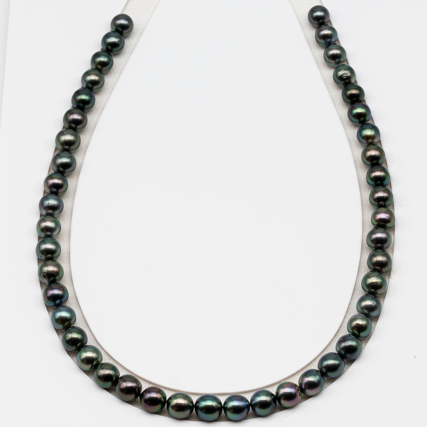 8-9mm Tahitian Pearl in Full Strand (No Hole), Natural Colors , Temporarily Strung Black Pearls for Jewelry Making, SKU # 3227TH