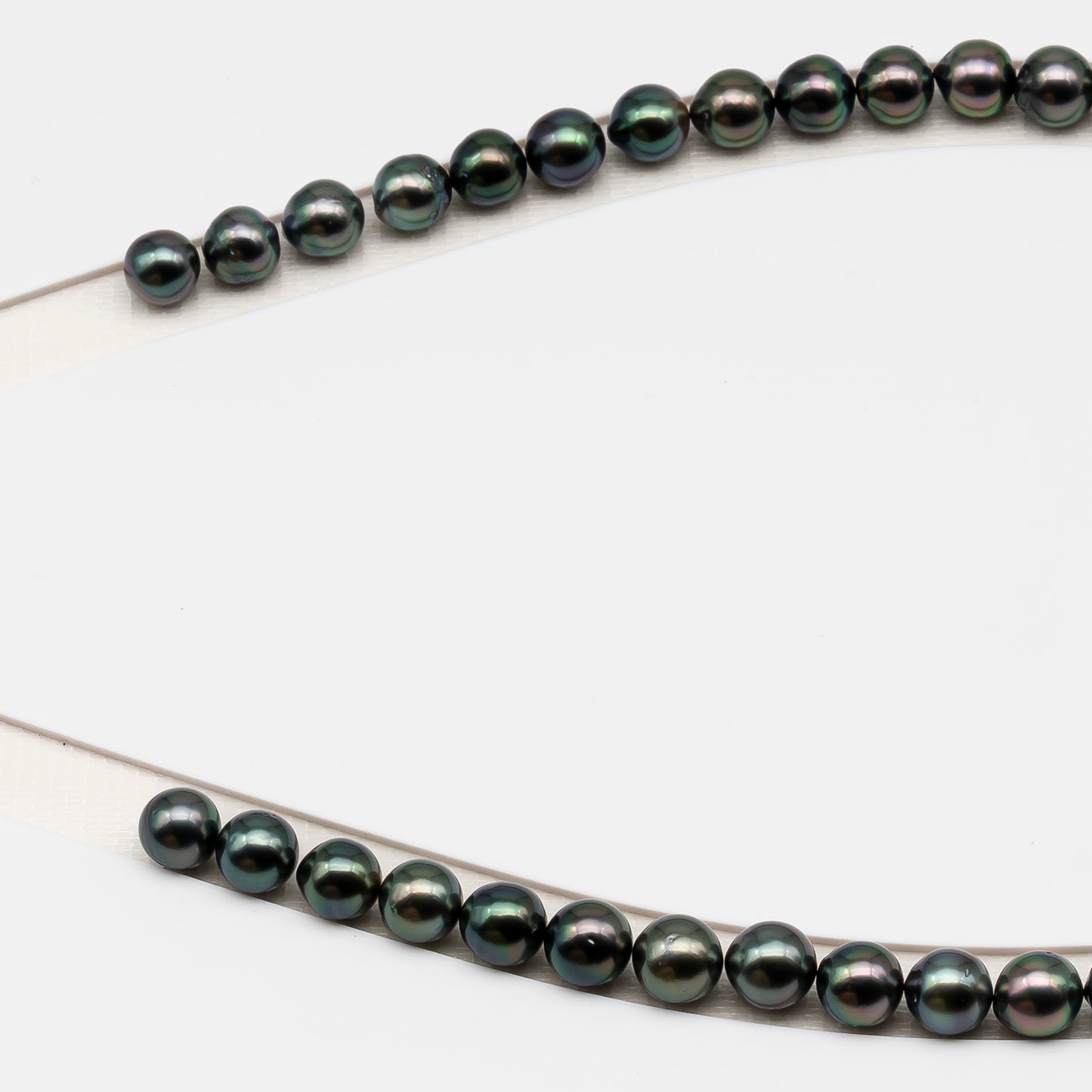8-9mm Tahitian Pearl in Full Strand (No Hole), Natural Colors , Temporarily Strung Black Pearls for Jewelry Making, SKU # 3227TH