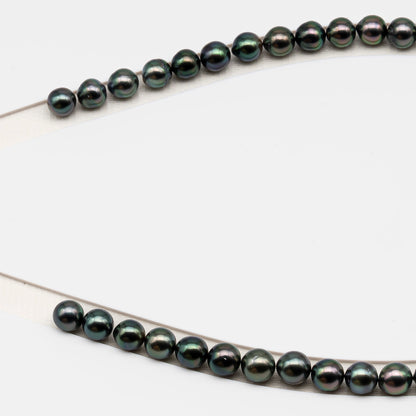 8-9mm Tahitian Pearl in Full Strand (No Hole), Natural Colors , Temporarily Strung Black Pearls for Jewelry Making, SKU # 3227TH