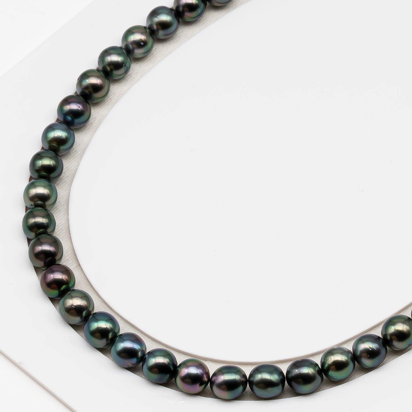 8-9mm Tahitian Pearl in Full Strand (No Hole), Natural Colors , Temporarily Strung Black Pearls for Jewelry Making, SKU # 3227TH