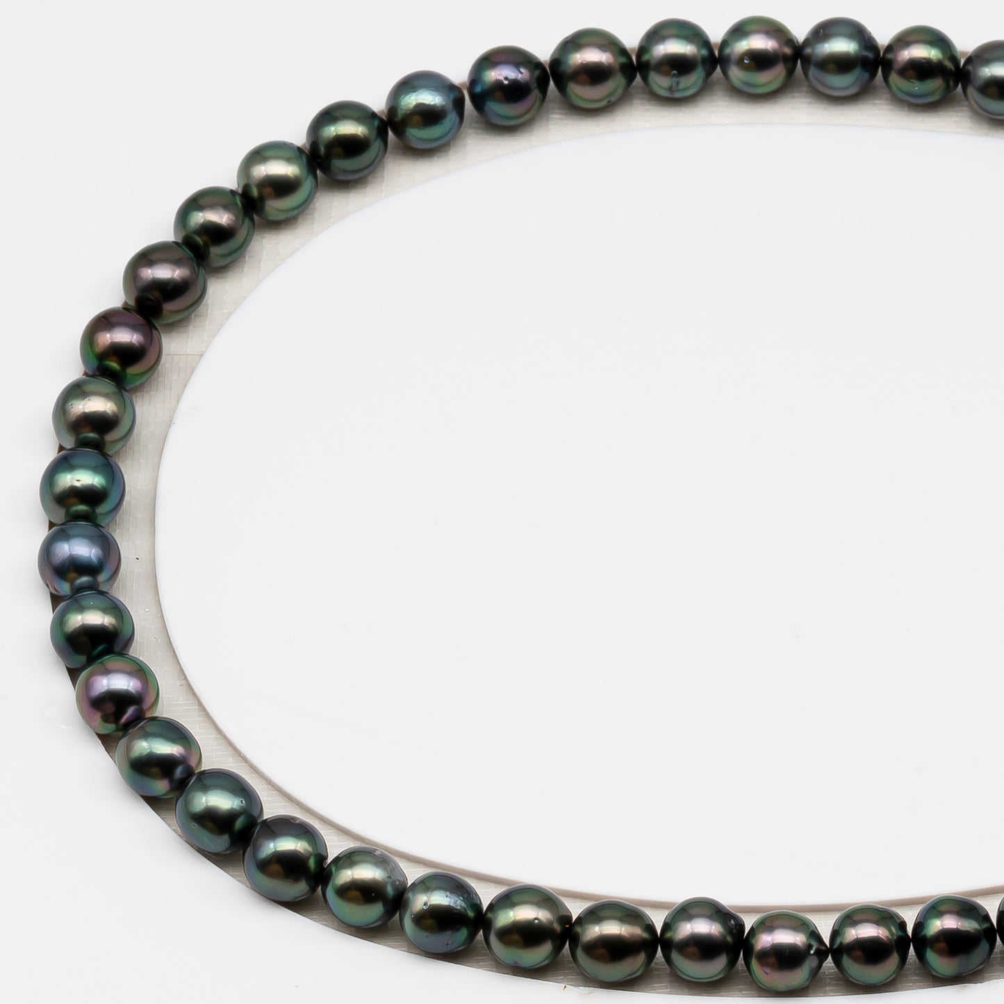 8-9mm Tahitian Pearl in Full Strand (No Hole), Natural Colors , Temporarily Strung Black Pearls for Jewelry Making, SKU # 3227TH