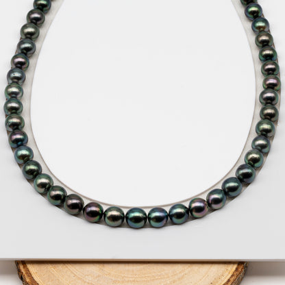 8-9mm Tahitian Pearl in Full Strand (No Hole), Natural Colors , Temporarily Strung Black Pearls for Jewelry Making, SKU # 3227TH