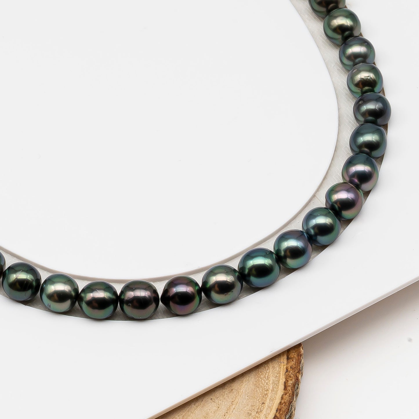 8-9mm Tahitian Pearl in Full Strand (No Hole), Natural Colors , Temporarily Strung Black Pearls for Jewelry Making, SKU # 3227TH
