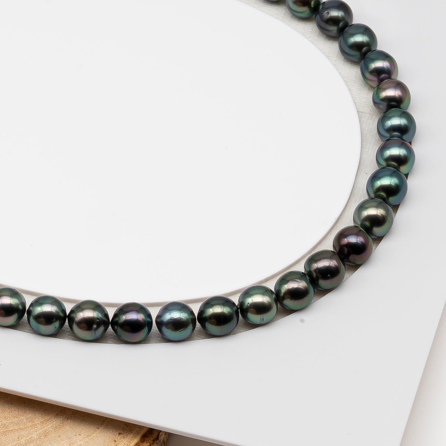 8-9mm Tahitian Pearl in Full Strand (No Hole), Natural Colors , Temporarily Strung Black Pearls for Jewelry Making, SKU # 3227TH