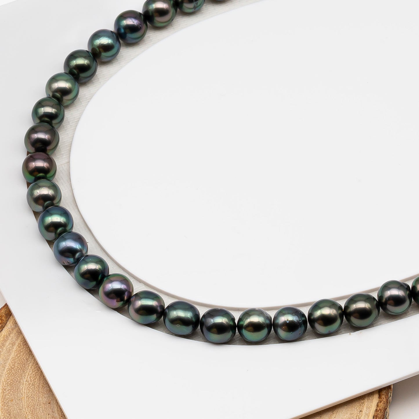 8-9mm Tahitian Pearl in Full Strand (No Hole), Natural Colors , Temporarily Strung Black Pearls for Jewelry Making, SKU # 3227TH