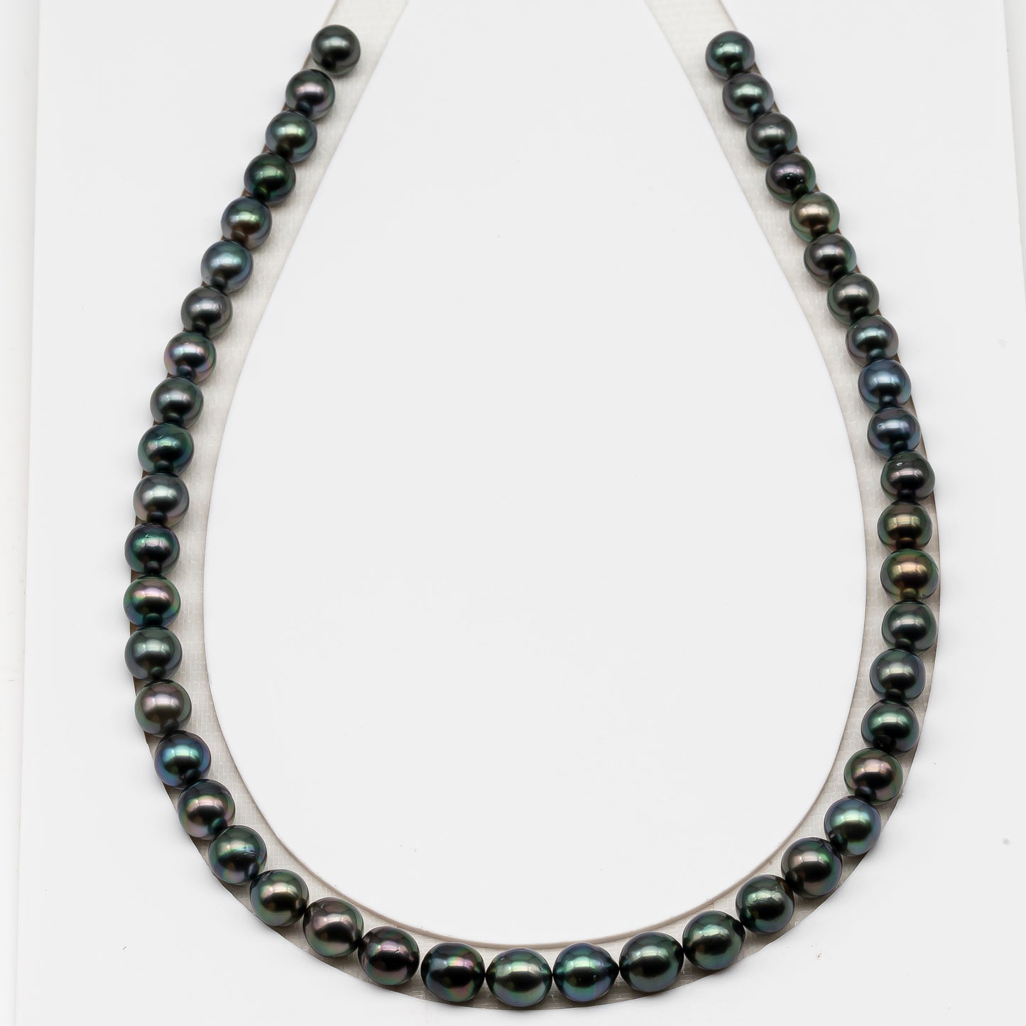 8-9mm Tahitian Pearl in Full Strand (No Hole), Natural Colors , Temporarily Strung Black Pearls for Jewelry Making, SKU # 3228TH