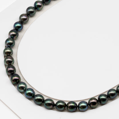 8-9mm Tahitian Pearl in Full Strand (No Hole), Natural Colors , Temporarily Strung Black Pearls for Jewelry Making, SKU # 3228TH