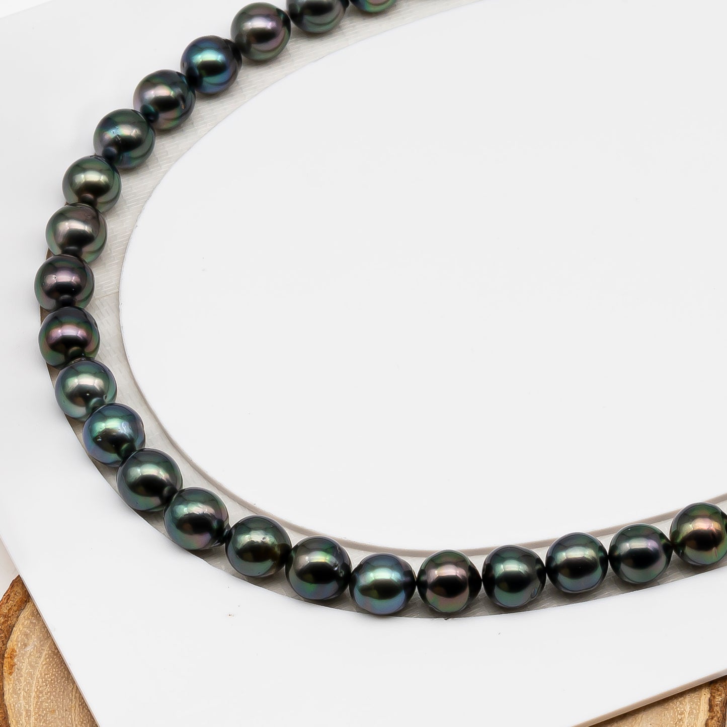 8-9mm Tahitian Pearl in Full Strand (No Hole), Natural Colors , Temporarily Strung Black Pearls for Jewelry Making, SKU # 3228TH
