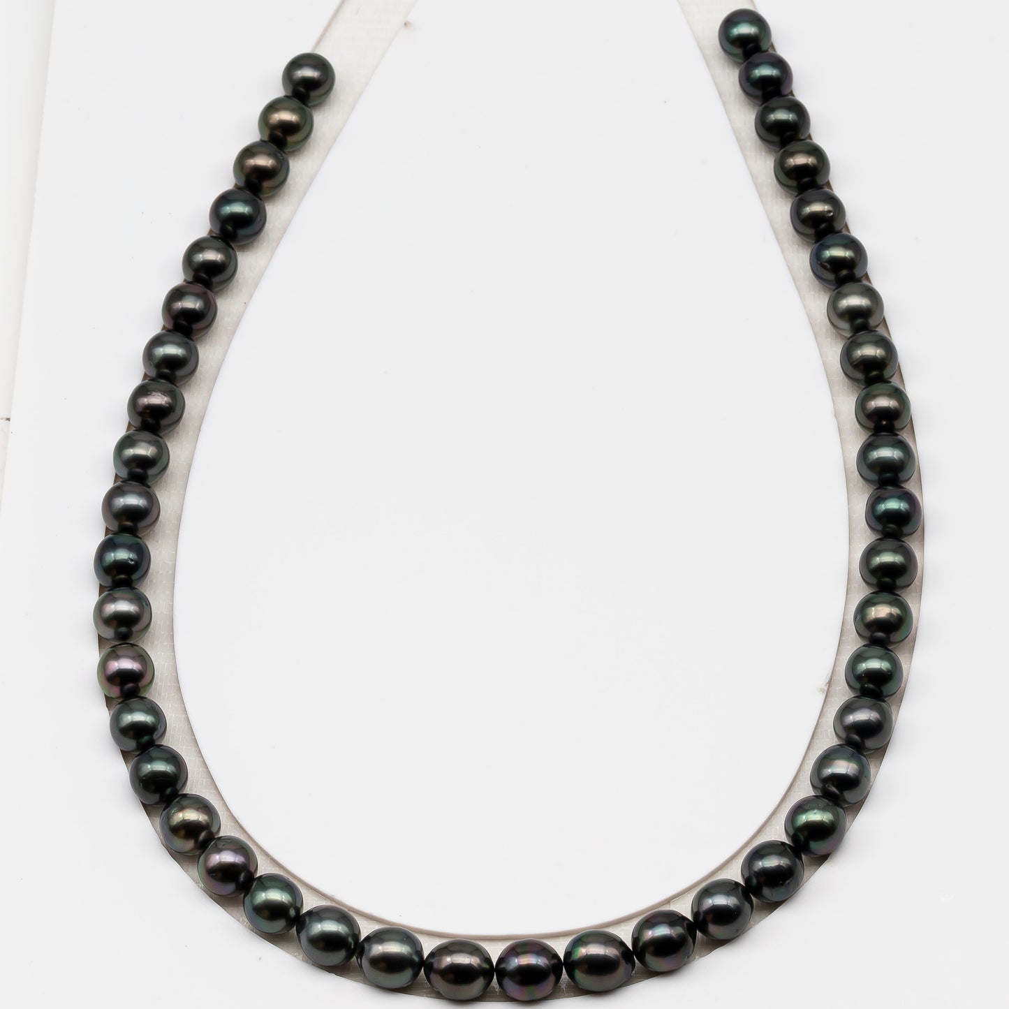 8-9mm Tahitian Pearl in Full Strand (No Hole), Natural Colors , Temporarily Strung Black Pearls for Jewelry Making, SKU # 3229TH