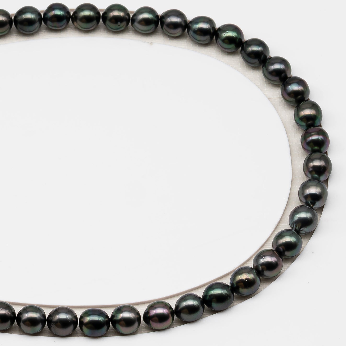 8-9mm Tahitian Pearl in Full Strand (No Hole), Natural Colors , Temporarily Strung Black Pearls for Jewelry Making, SKU # 3229TH
