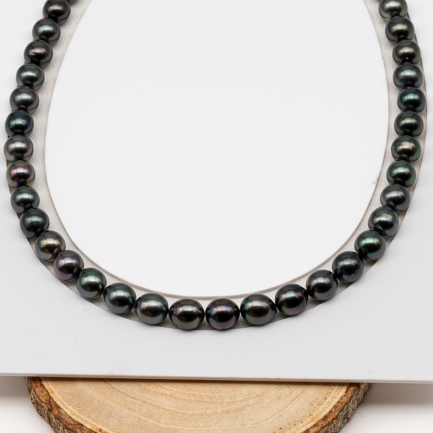 8-9mm Tahitian Pearl in Full Strand (No Hole), Natural Colors , Temporarily Strung Black Pearls for Jewelry Making, SKU # 3229TH