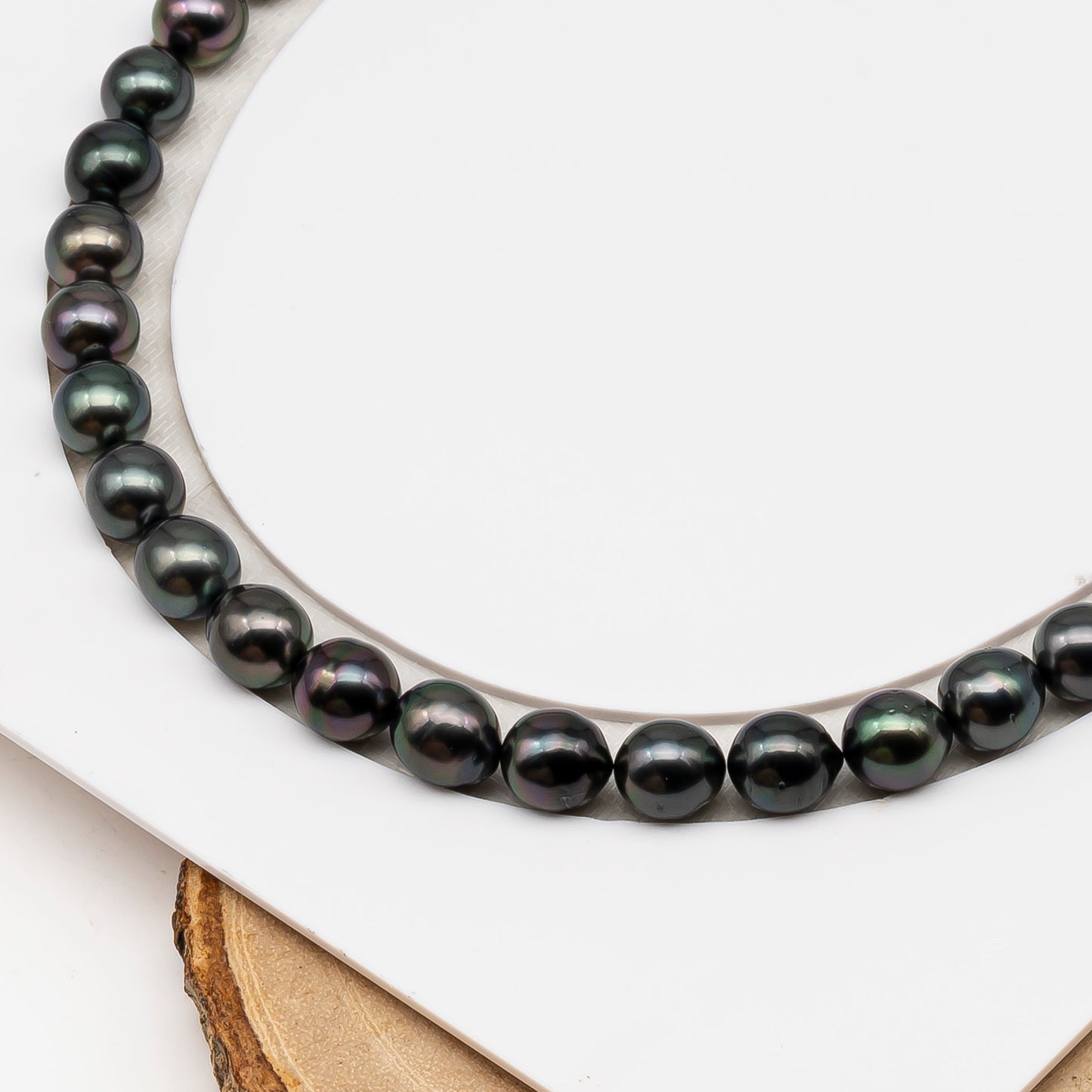 8-9mm Tahitian Pearl in Full Strand (No Hole), Natural Colors , Temporarily Strung Black Pearls for Jewelry Making, SKU # 3229TH
