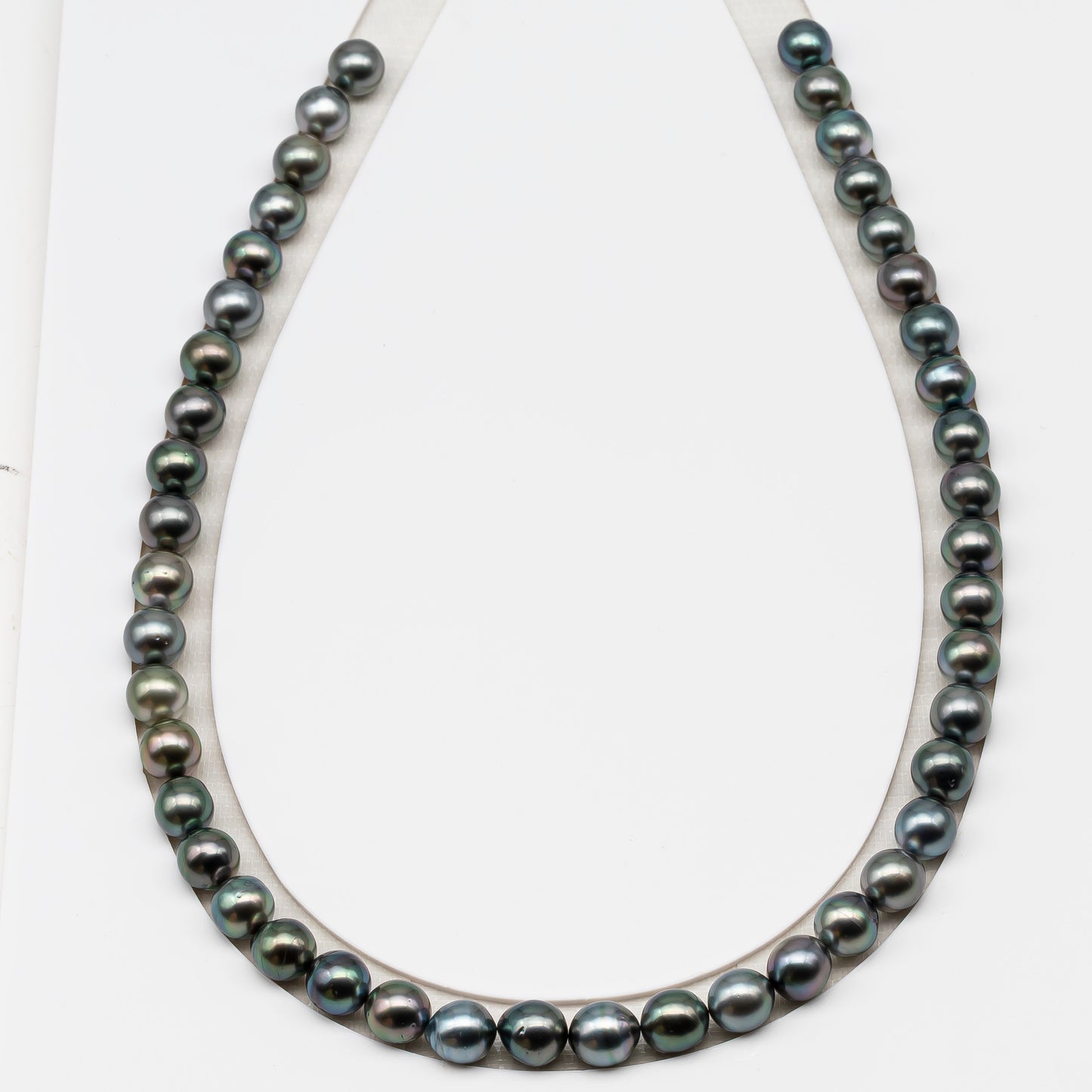 8-9mm Tahitian Pearl in Full Strand (No Hole), Natural Colors , Temporarily Strung Black Pearls for Jewelry Making, SKU # 3230TH