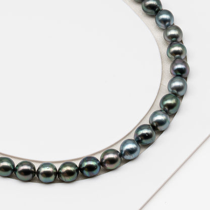 8-9mm Tahitian Pearl in Full Strand (No Hole), Natural Colors , Temporarily Strung Black Pearls for Jewelry Making, SKU # 3230TH