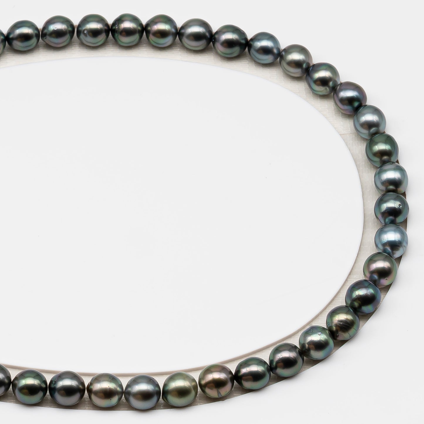8-9mm Tahitian Pearl in Full Strand (No Hole), Natural Colors , Temporarily Strung Black Pearls for Jewelry Making, SKU # 3230TH