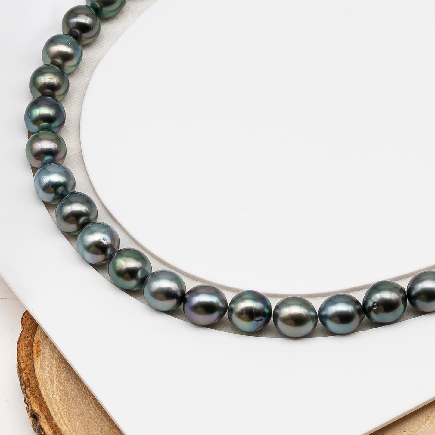 8-9mm Tahitian Pearl in Full Strand (No Hole), Natural Colors , Temporarily Strung Black Pearls for Jewelry Making, SKU # 3230TH
