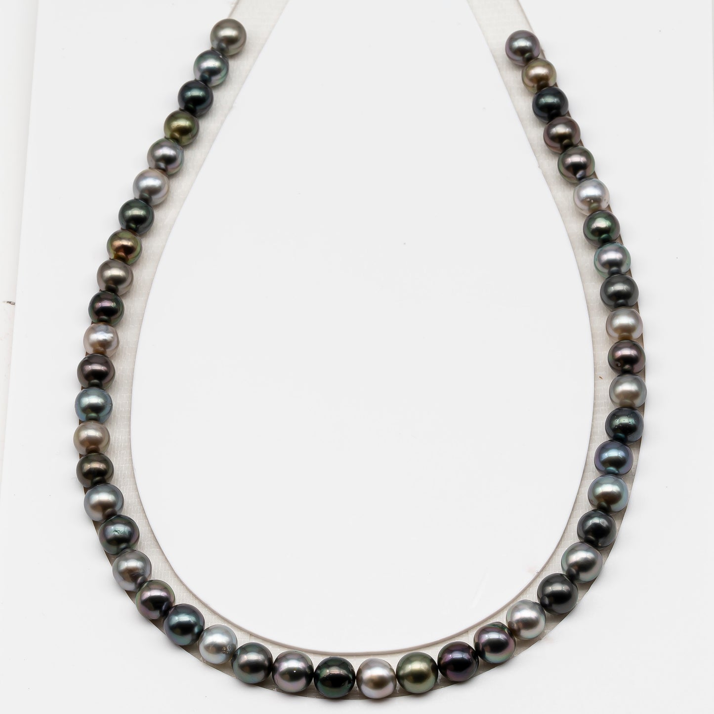 8-9mm Tahitian Pearl in Full Strand (No Hole), Natural Colors , Temporarily Strung Black Pearls for Jewelry Making, SKU # 3231TH