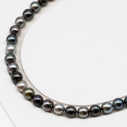 8-9mm Tahitian Pearl in Full Strand (No Hole), Natural Colors , Temporarily Strung Black Pearls for Jewelry Making, SKU # 3231TH