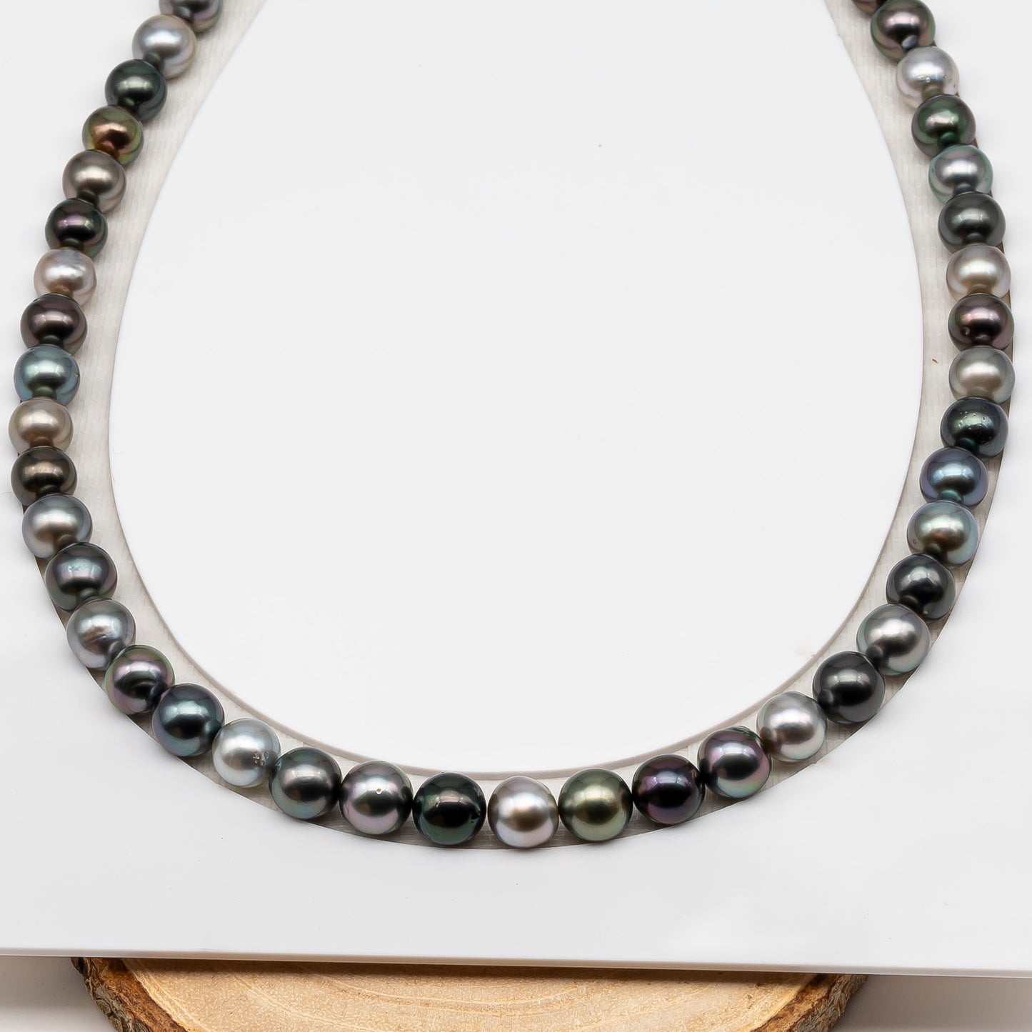8-9mm Tahitian Pearl in Full Strand (No Hole), Natural Colors , Temporarily Strung Black Pearls for Jewelry Making, SKU # 3231TH