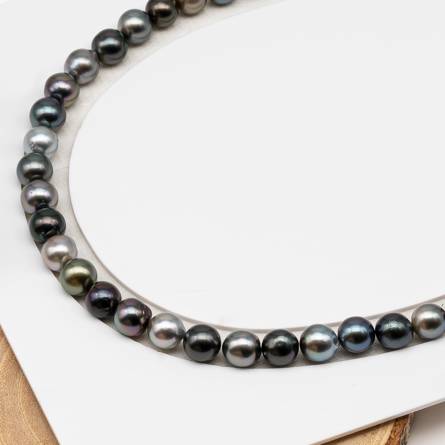 8-9mm Tahitian Pearl in Full Strand (No Hole), Natural Colors , Temporarily Strung Black Pearls for Jewelry Making, SKU # 3231TH