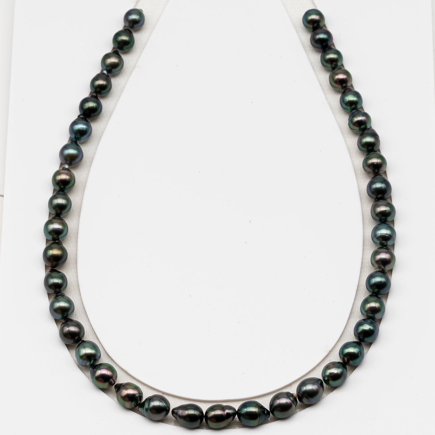 8-9mm Tahitian Pearl in Full Strand (No Hole), Natural Colors , Temporarily Strung Black Pearls for Jewelry Making, SKU # 3232TH