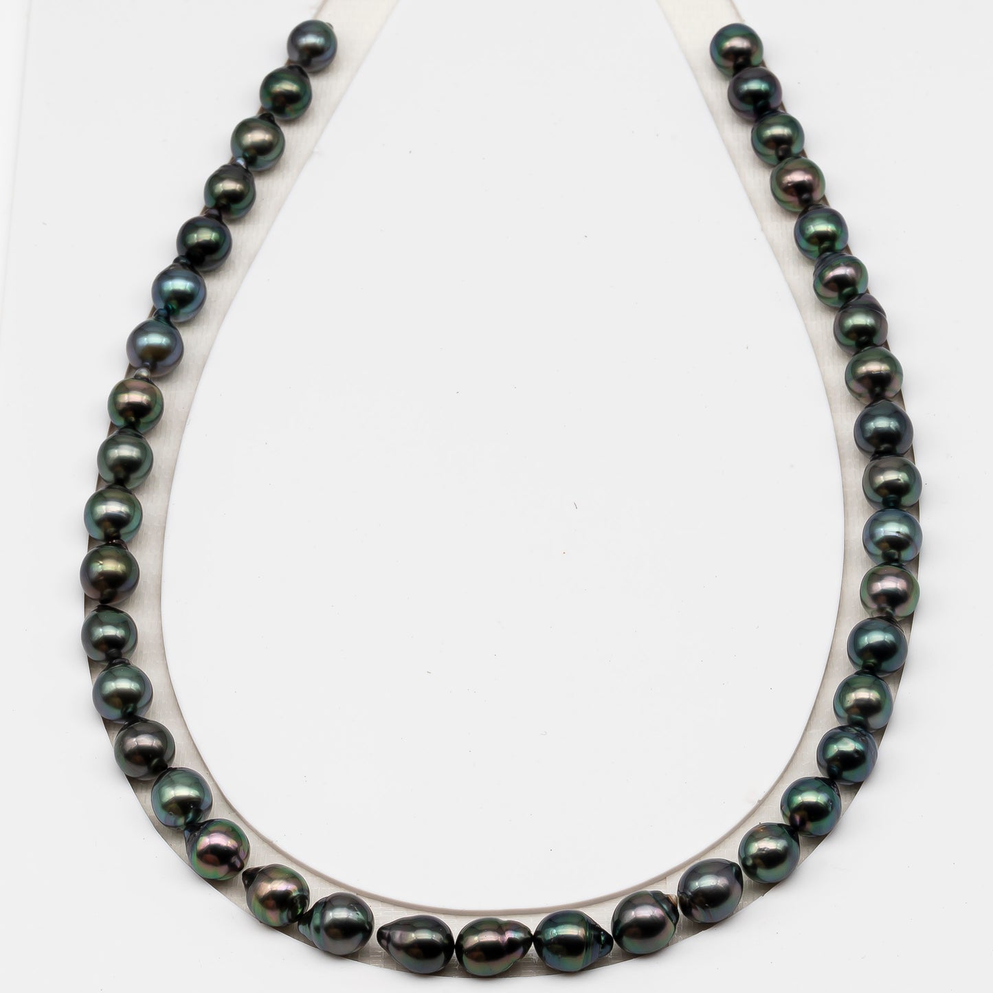 8-9mm Tahitian Pearl in Full Strand (No Hole), Natural Colors , Temporarily Strung Black Pearls for Jewelry Making, SKU # 3232TH