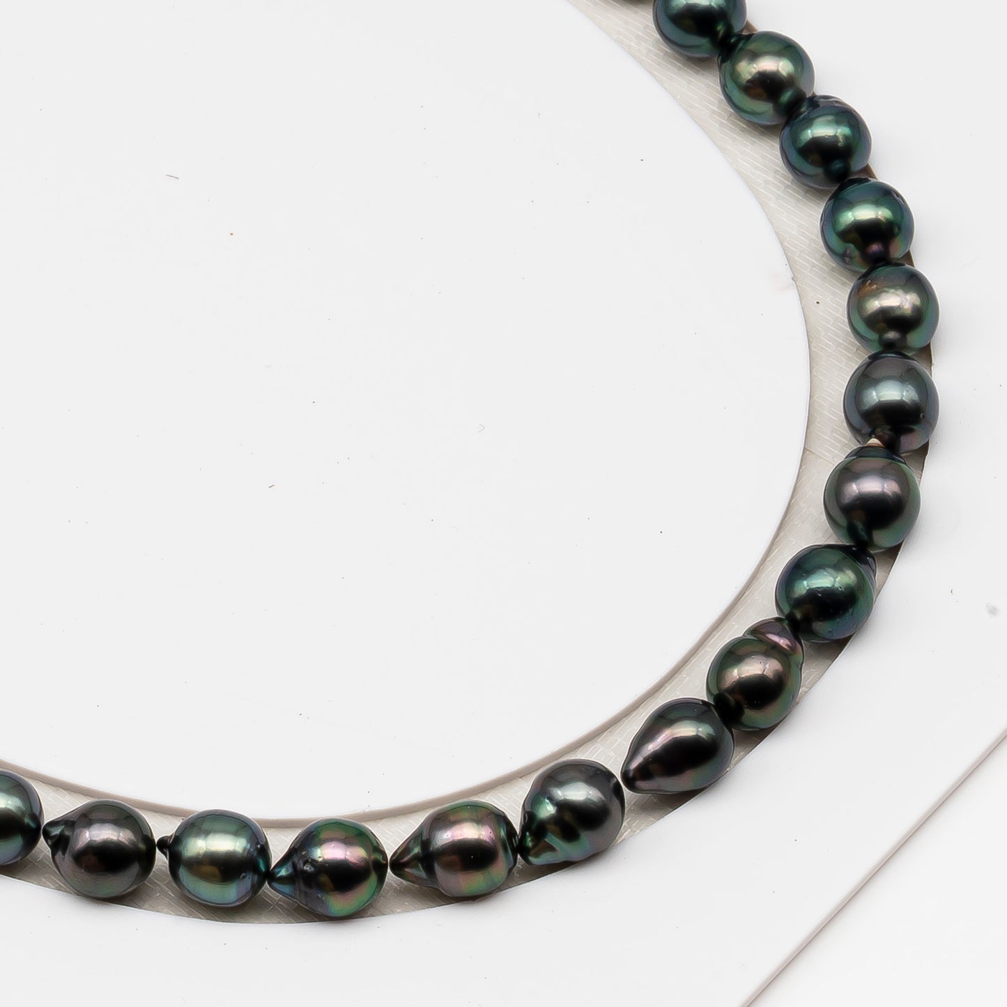 8-9mm Tahitian Pearl in Full Strand (No Hole), Natural Colors , Temporarily Strung Black Pearls for Jewelry Making, SKU # 3232TH