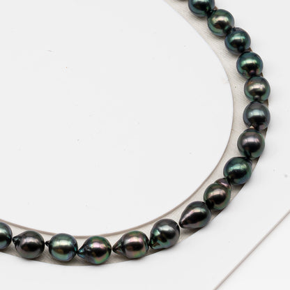 8-9mm Tahitian Pearl in Full Strand (No Hole), Natural Colors , Temporarily Strung Black Pearls for Jewelry Making, SKU # 3232TH