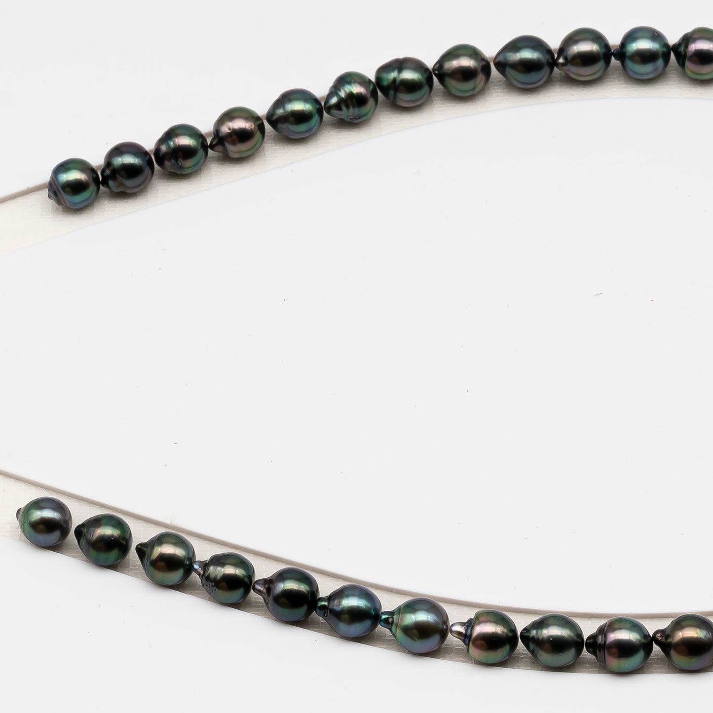 8-9mm Tahitian Pearl in Full Strand (No Hole), Natural Colors , Temporarily Strung Black Pearls for Jewelry Making, SKU # 3232TH