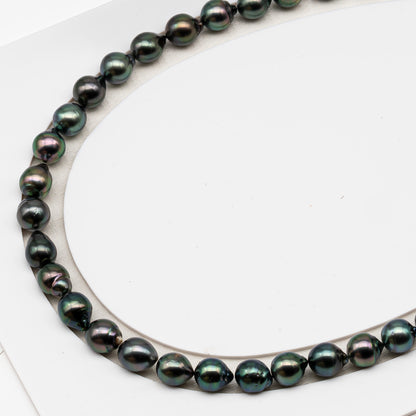 8-9mm Tahitian Pearl in Full Strand (No Hole), Natural Colors , Temporarily Strung Black Pearls for Jewelry Making, SKU # 3232TH