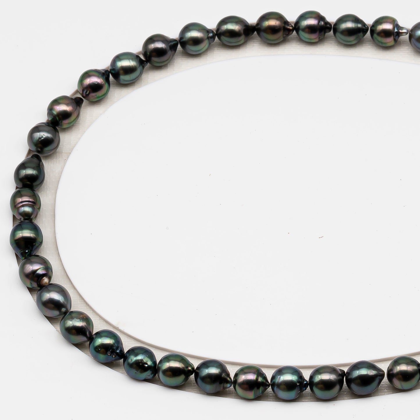 8-9mm Tahitian Pearl in Full Strand (No Hole), Natural Colors , Temporarily Strung Black Pearls for Jewelry Making, SKU # 3232TH