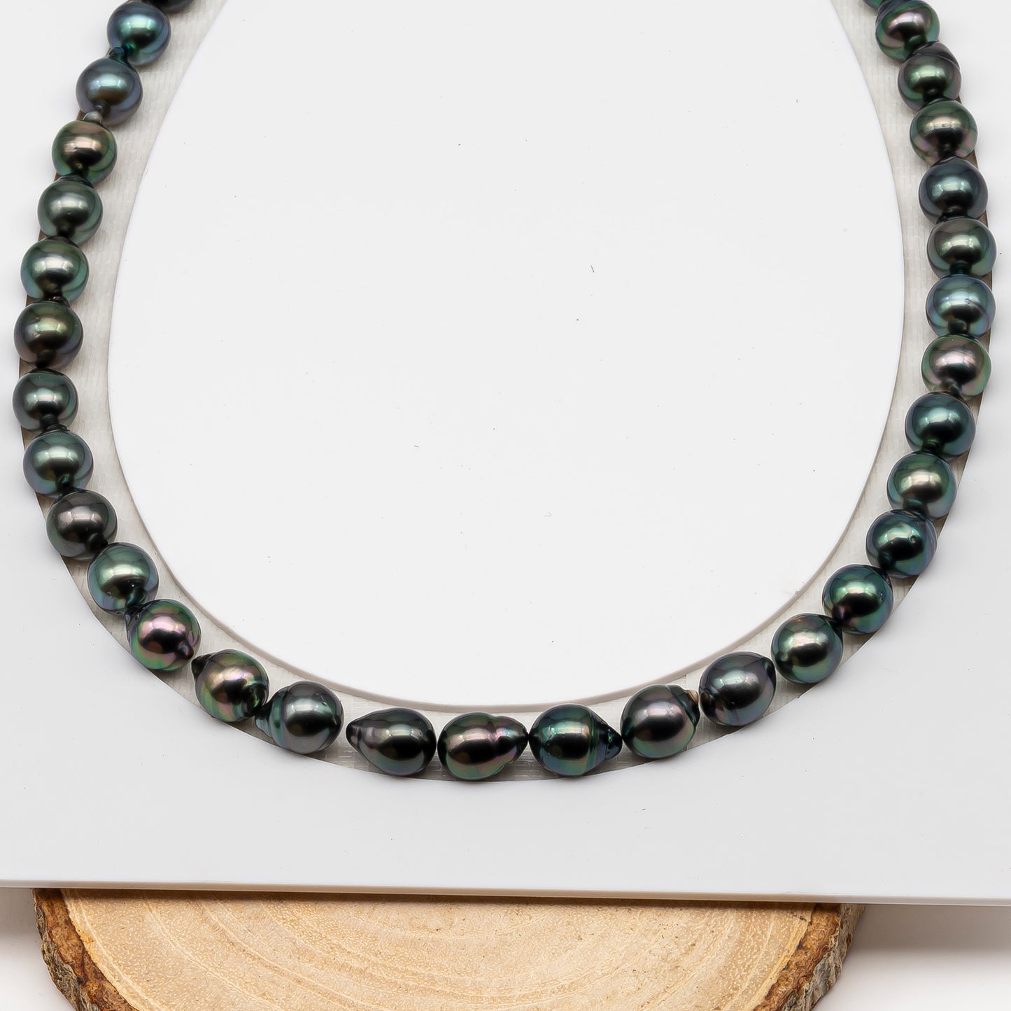 8-9mm Tahitian Pearl in Full Strand (No Hole), Natural Colors , Temporarily Strung Black Pearls for Jewelry Making, SKU # 3232TH
