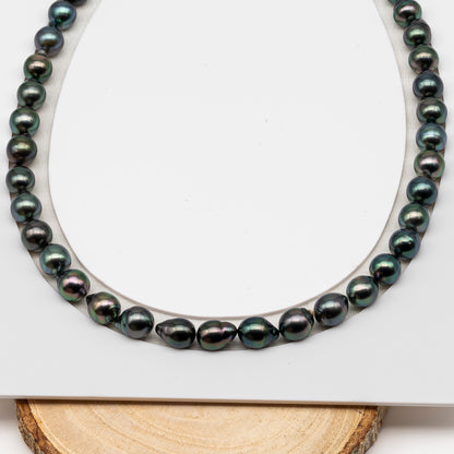 8-9mm Tahitian Pearl in Full Strand (No Hole), Natural Colors , Temporarily Strung Black Pearls for Jewelry Making, SKU # 3232TH