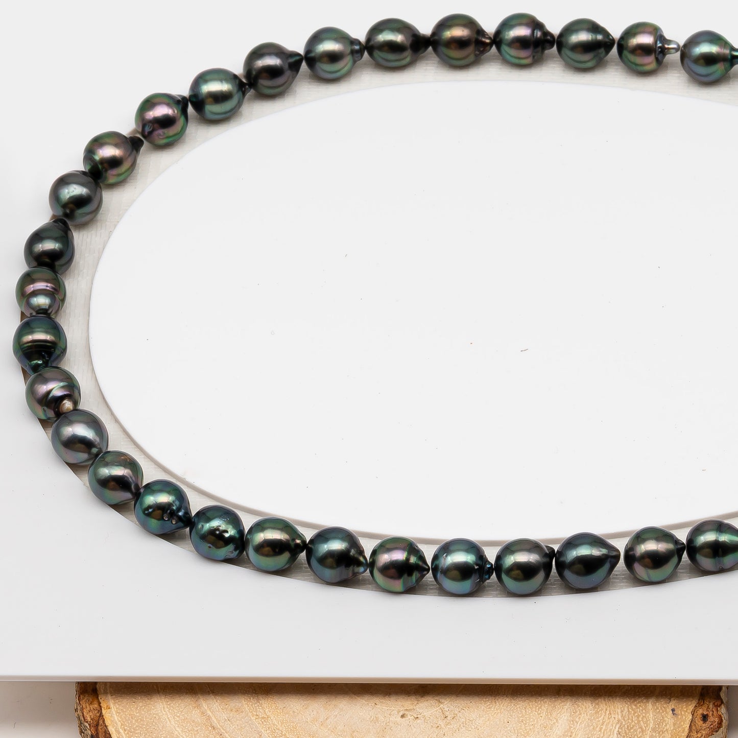 8-9mm Tahitian Pearl in Full Strand (No Hole), Natural Colors , Temporarily Strung Black Pearls for Jewelry Making, SKU # 3232TH