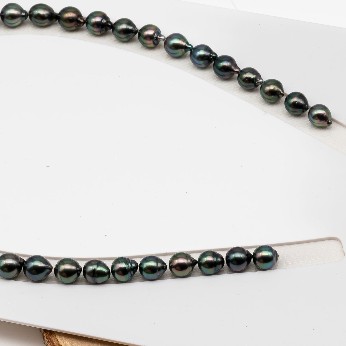 8-9mm Tahitian Pearl in Full Strand (No Hole), Natural Colors , Temporarily Strung Black Pearls for Jewelry Making, SKU # 3232TH
