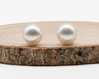12.2mm Matched Pair Round White South Sea Pearl, Undrilled with Natural Color for Jewelry Making , SKU # 3233WS