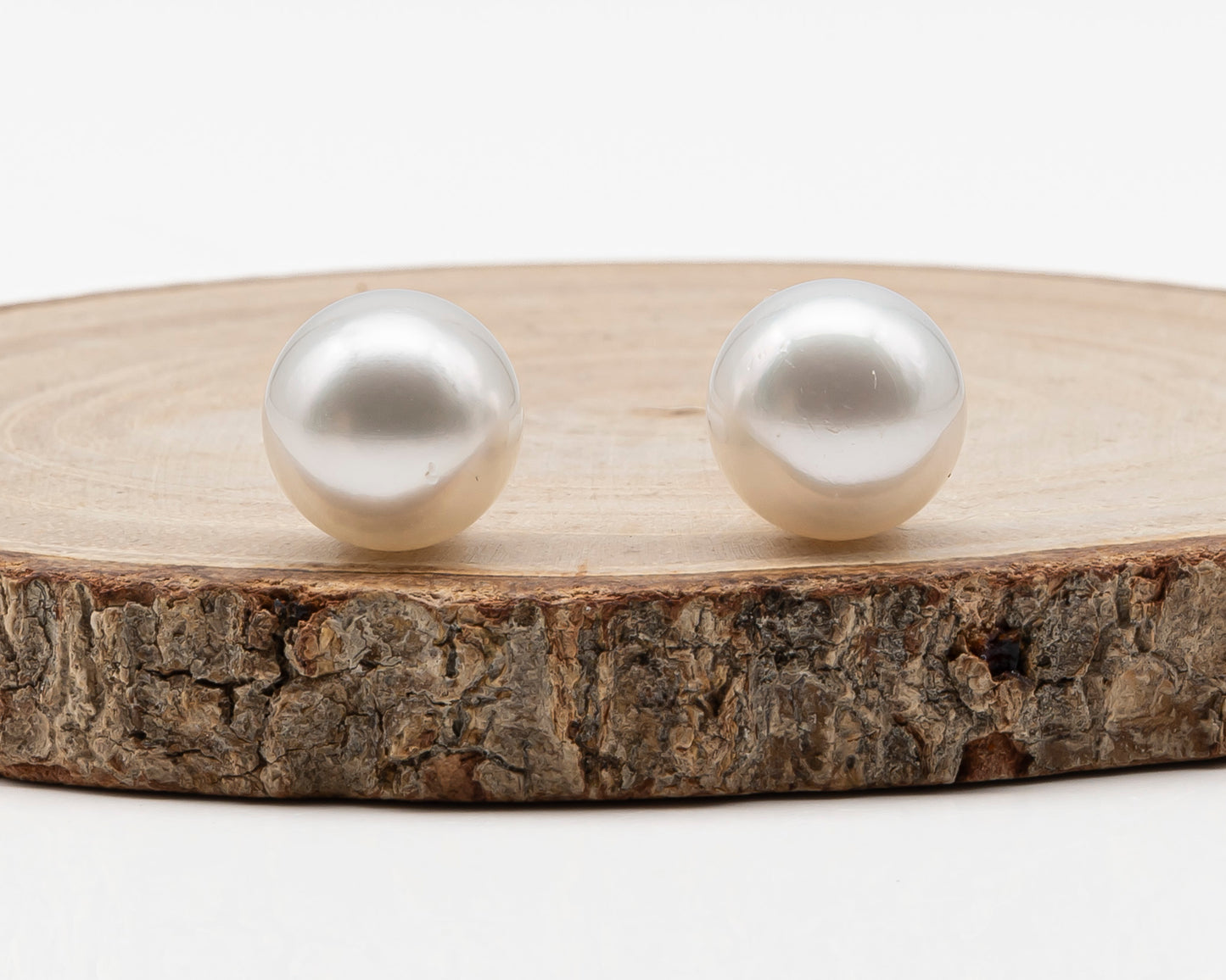 12.4mm Matched Pair Round White South Sea Pearl, Undrilled with Natural Color for Jewelry Making , SKU #3234WS