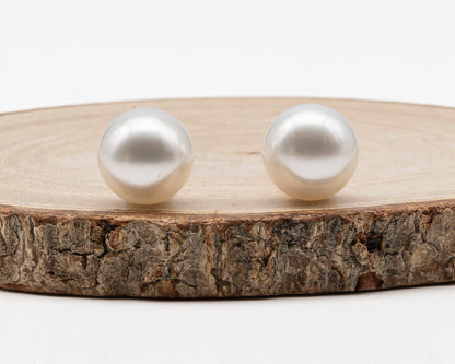 12.4mm Matched Pair Round White South Sea Pearl, Undrilled with Natural Color for Jewelry Making , SKU #3234WS