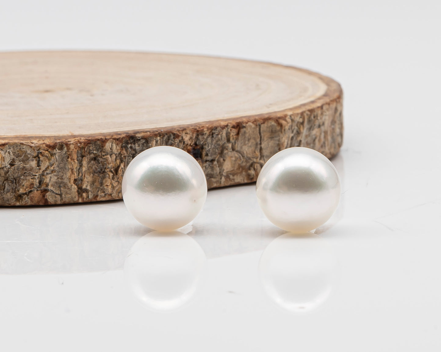 12.4mm Matched Pair Round White South Sea Pearl, Undrilled with Natural Color for Jewelry Making , SKU #3234WS