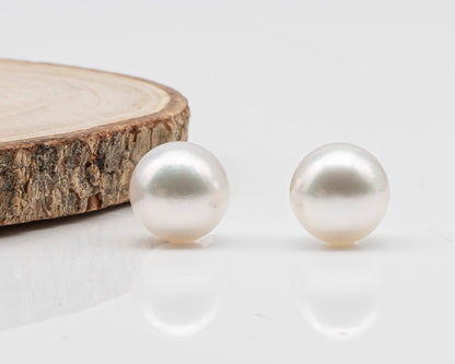 12.4mm Matched Pair Round White South Sea Pearl, Undrilled with Natural Color for Jewelry Making , SKU #3234WS