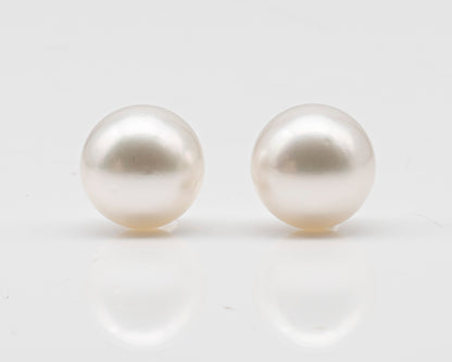 14mm Matched Pair Round White South Sea Pearl, Undrilled with Natural Color for Jewelry Making , SKU #3237WS