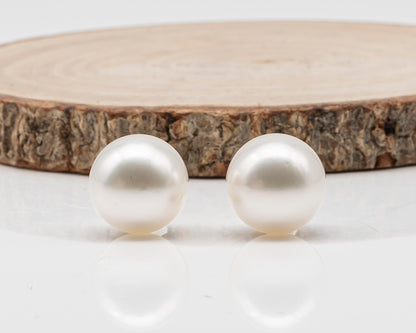14mm Matched Pair Round White South Sea Pearl, Undrilled with Natural Color for Jewelry Making , SKU #3237WS
