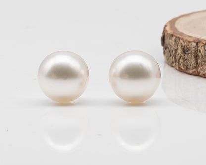 14mm Matched Pair Round White South Sea Pearl, Undrilled with Natural Color for Jewelry Making , SKU #3237WS