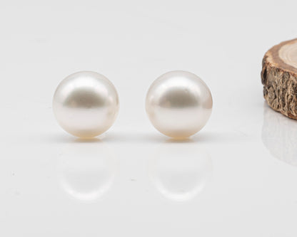 14mm Matched Pair Round White South Sea Pearl, Undrilled with Natural Color for Jewelry Making , SKU #3237WS