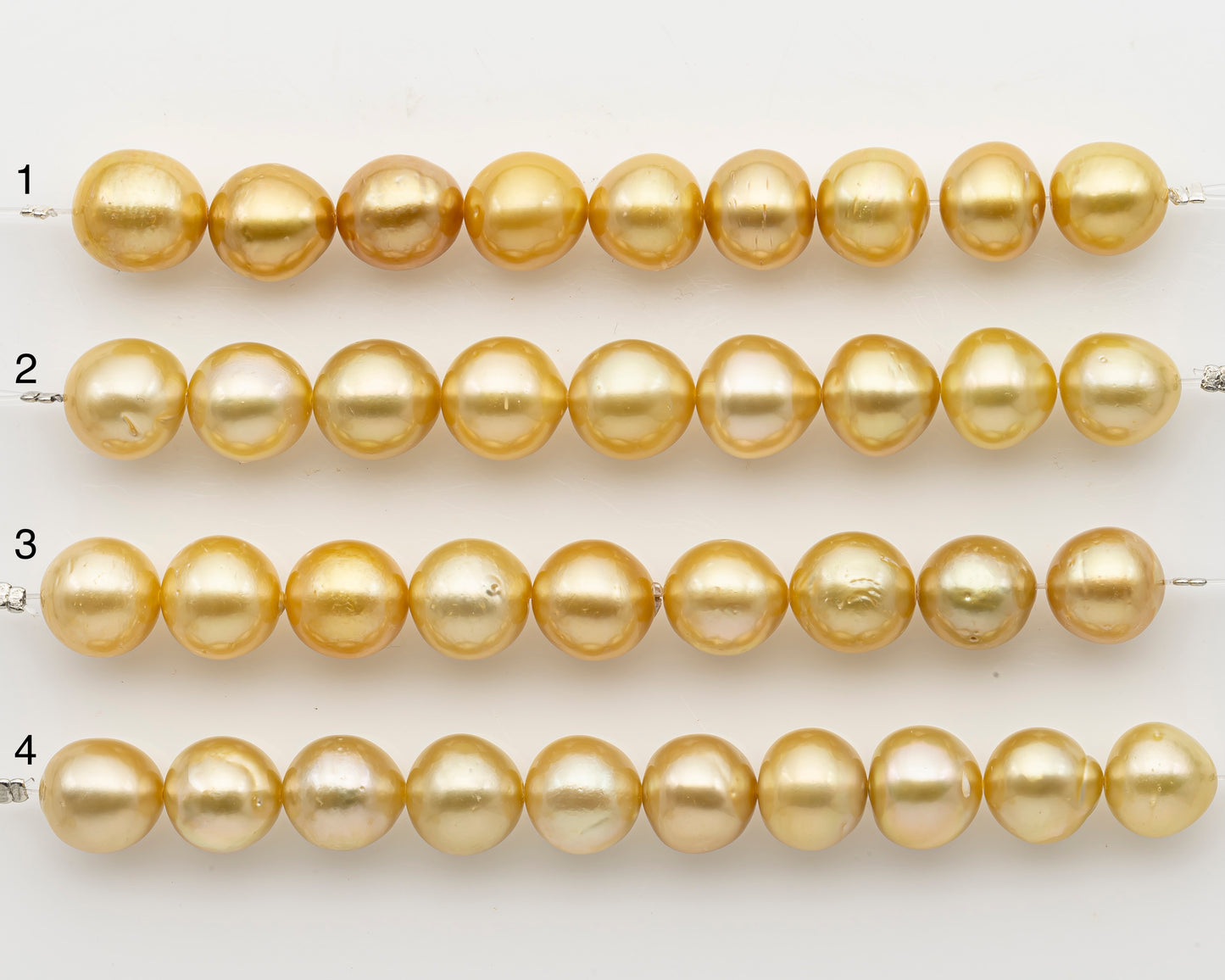 11-12mm Golden South Sea Pearl Short Strand with Minor Blemishes, Near Round and Natural Color Pearls for Jewelry Making, SKU # 3240GS