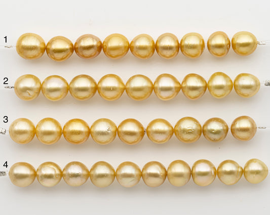 11-12mm Golden South Sea Pearl Short Strand with Minor Blemishes, Near Round and Natural Color Pearls for Jewelry Making, SKU # 3240GS