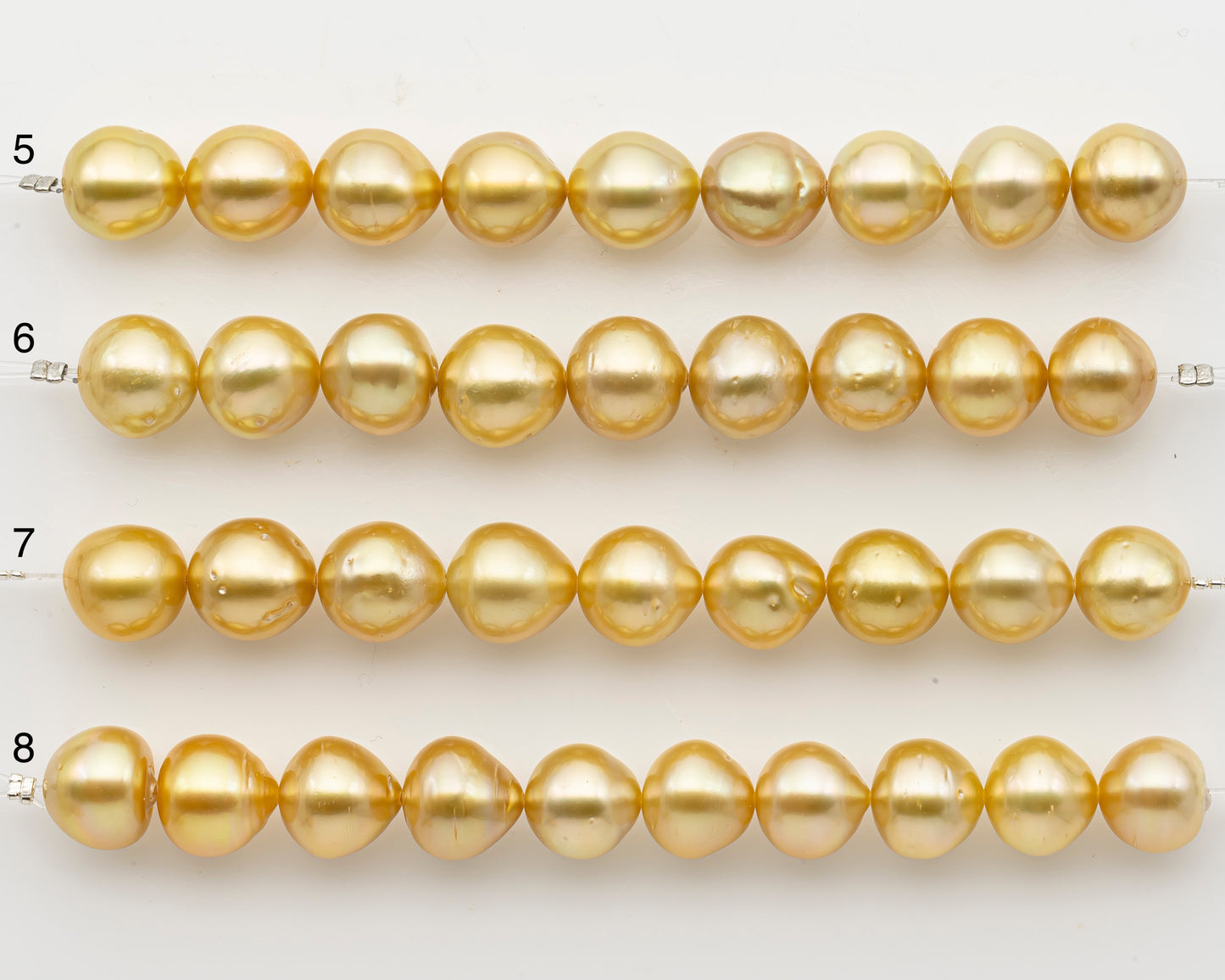 11-12mm Golden South Sea Pearl Short Strand with Minor Blemishes, Near Round and Natural Color Pearls for Jewelry Making, SKU # 3240GS