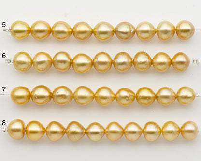 11-12mm Golden South Sea Pearl Short Strand with Minor Blemishes, Near Round and Natural Color Pearls for Jewelry Making, SKU # 3240GS