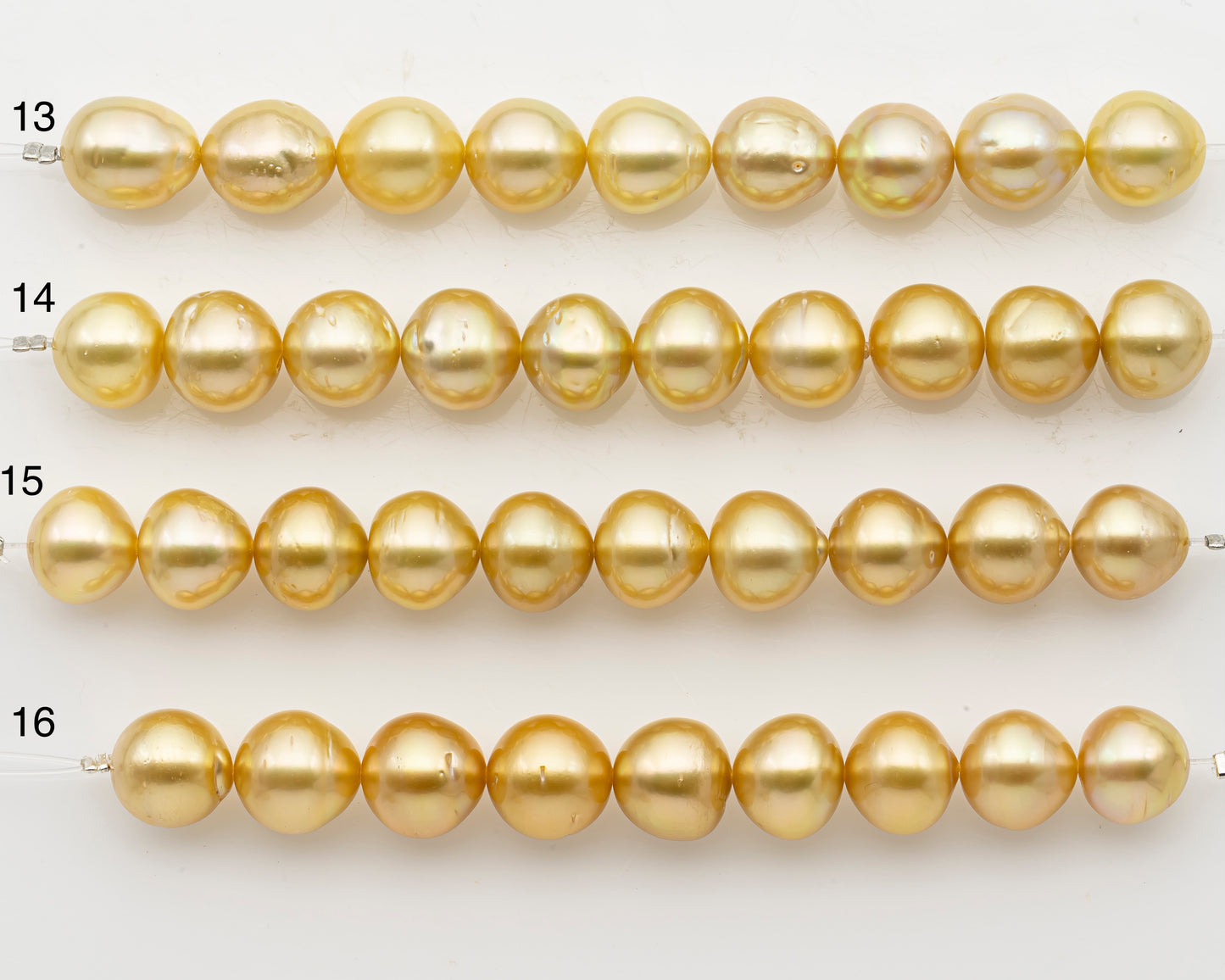 11-12mm Golden South Sea Pearl Short Strand with Minor Blemishes, Near Round and Natural Color Pearls for Jewelry Making, SKU # 3240GS